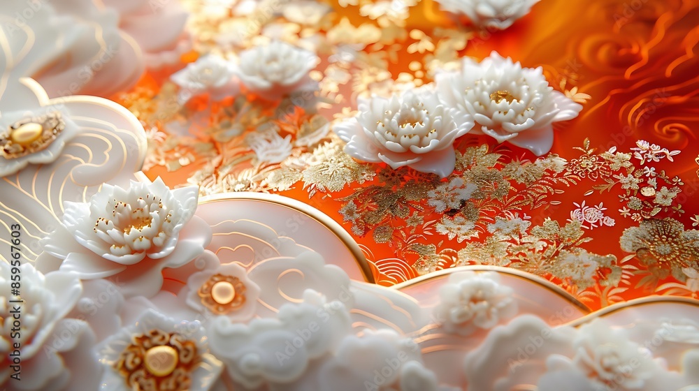 Intricate Floral Design on an Orange Background Intricate Floral Design on an Orange Background