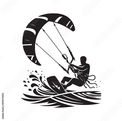 kitesurfing silhouette illustration vector