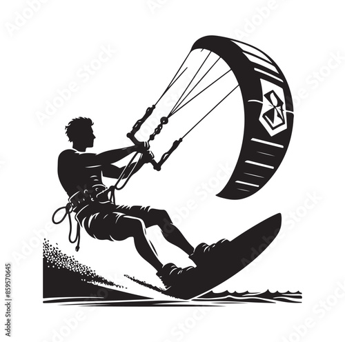 kitesurfing silhouette illustration vector