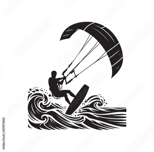 kitesurfing silhouette illustration vector