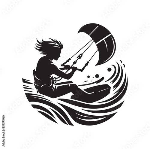 kitesurfing silhouette illustration vector