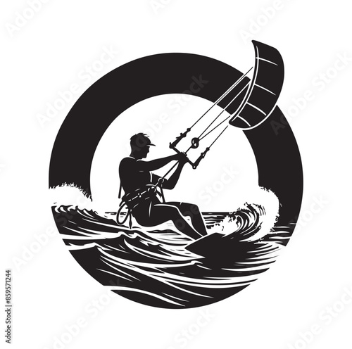 kitesurfing silhouette illustration vector