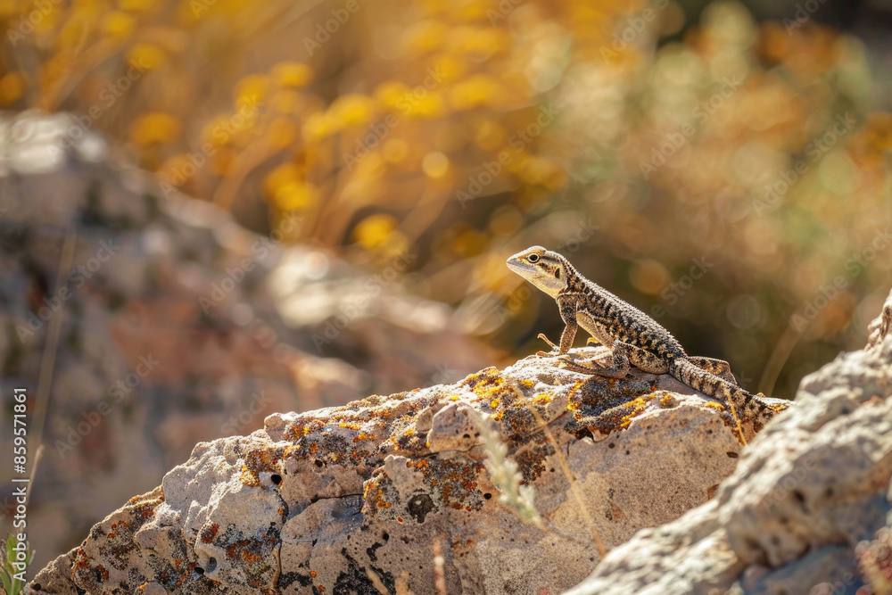 A lizard skitters across a sunlit rock, quick and nimble in its movements A lizard skitters across a sunlit rock, quick and nimble in its movements