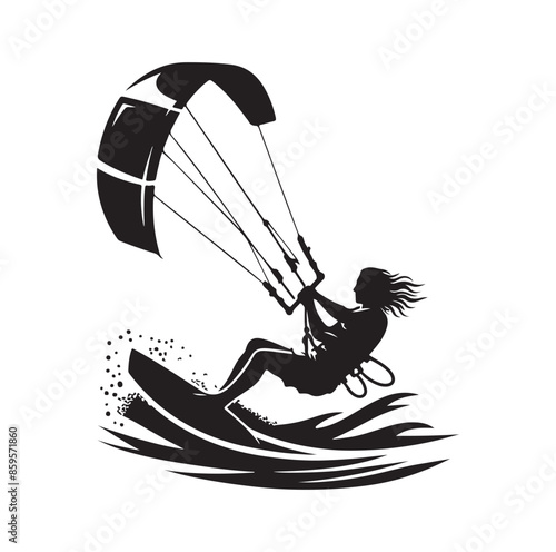 kitesurfing silhouette illustration vector