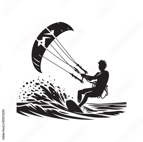 kitesurfing silhouette illustration vector