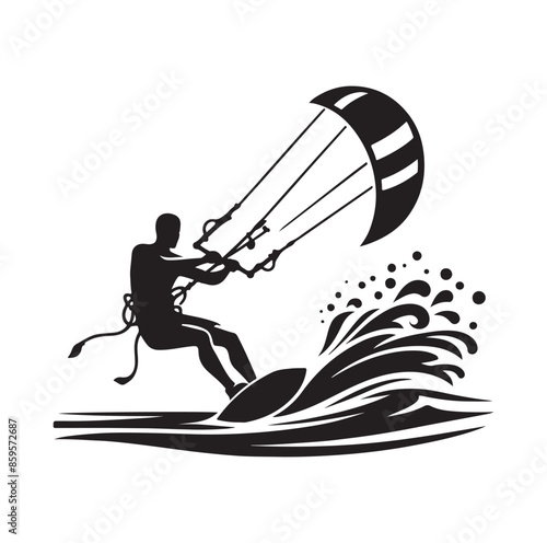 kitesurfing silhouette illustration vector
