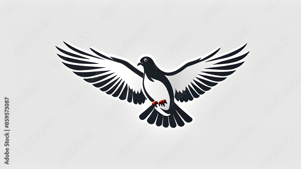 Fototapeta premium Flaying Pigeon logo icon on white background, Generative AI