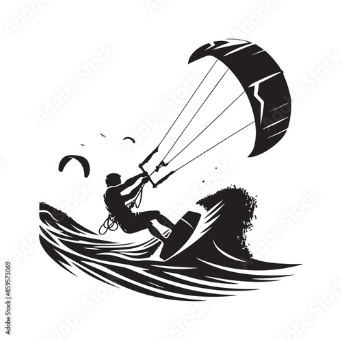 kitesurfing silhouette illustration vector