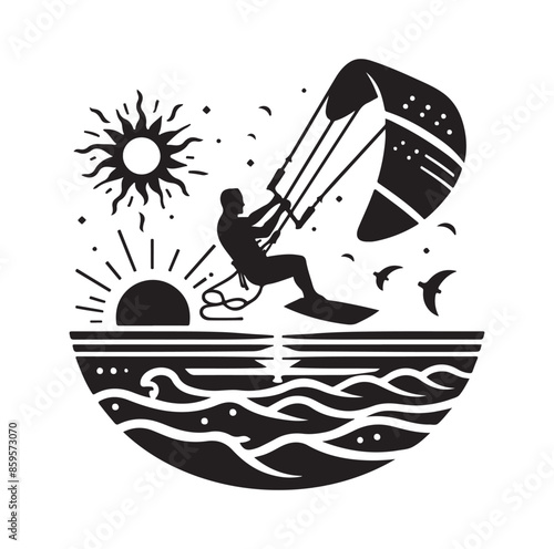 kitesurfing silhouette illustration vector