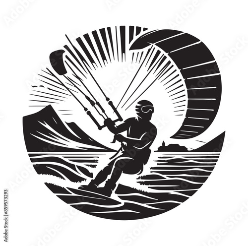 kitesurfing silhouette illustration vector