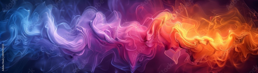 Obraz premium Gradient fluid streams, dark canvas, abstract, radiant colors