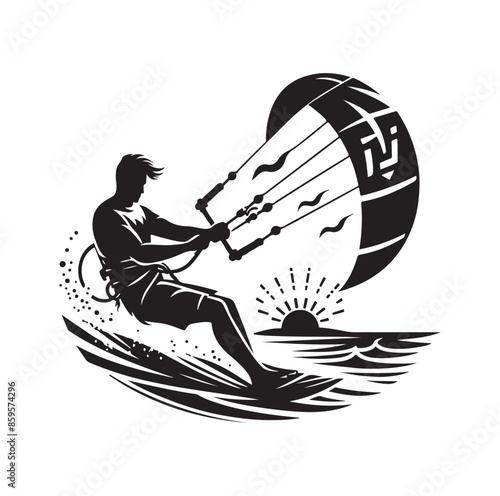 kitesurfing silhouette illustration vector