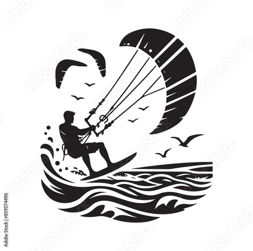 kitesurfing silhouette illustration vector