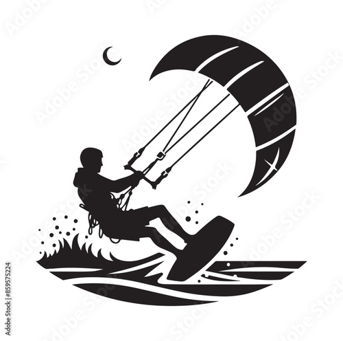 kitesurfing silhouette illustration vector