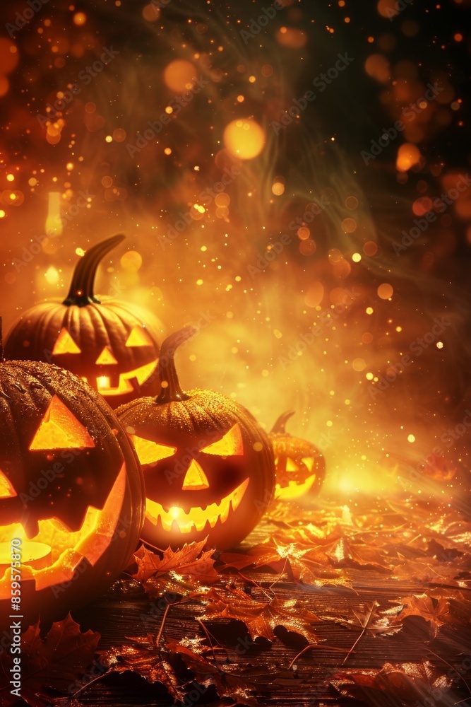 Obraz premium Ethereal Jack-o'-Lanterns Halloween Conceptual Background