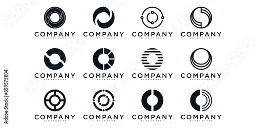 Set of abstract initial letter O logo design. Premium Vector