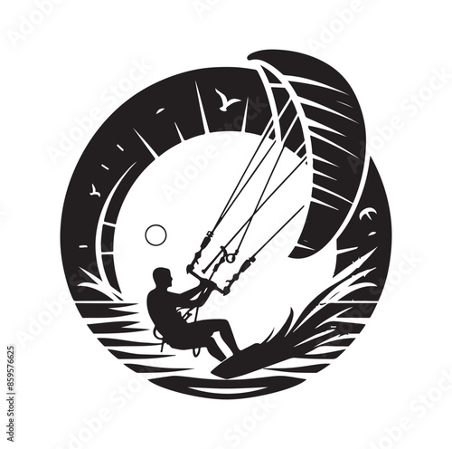 kitesurfing silhouette illustration vector