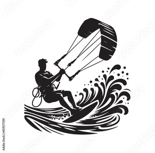kitesurfing silhouette illustration vector