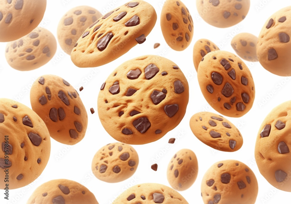 Delicious chocolate chip cookies closeup. Sweet homemade dessert with a crunchy and chewy texture. Delicious chocolate chip cookies closeup. Sweet homemade dessert with a crunchy and chewy texture.