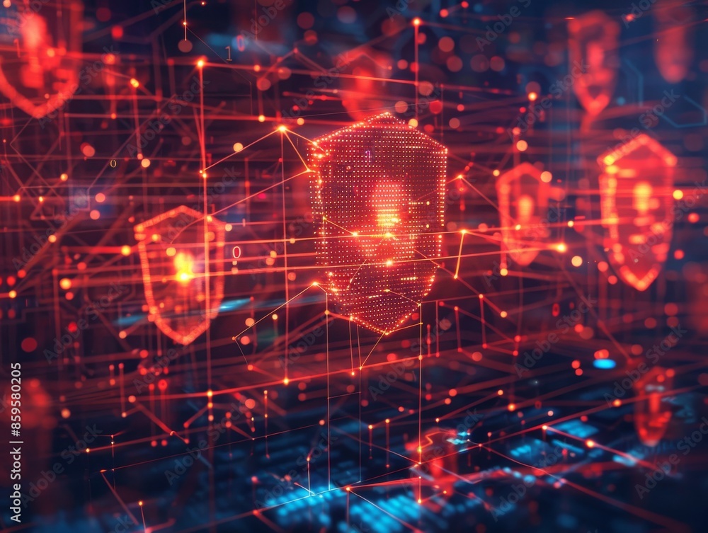 Obraz premium Abstract Network Security ConceptDigital Technology and Data Protection Illustration