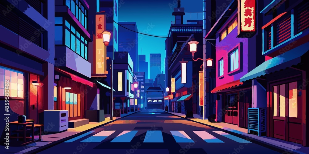 Obraz premium Neon-Lit Tokyo Streets at Night