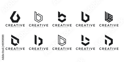 Set of abstract initial letter B logo design. Premium Vector