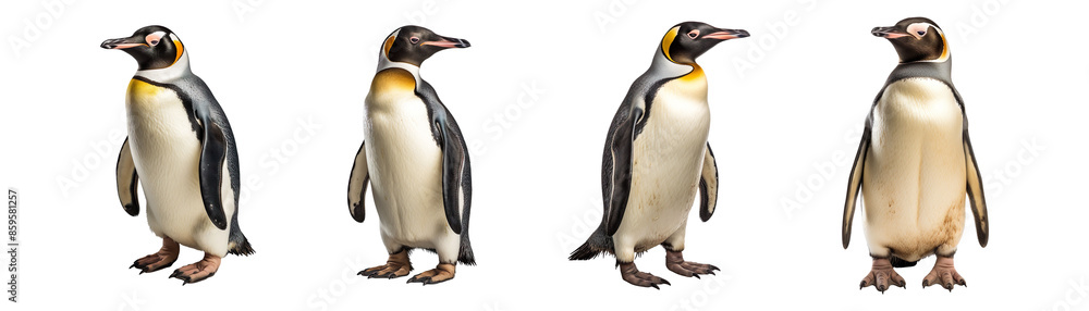 Fototapeta premium Collection of Penguins isolated on transparent background