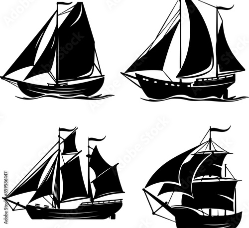 Sail ship silhouette