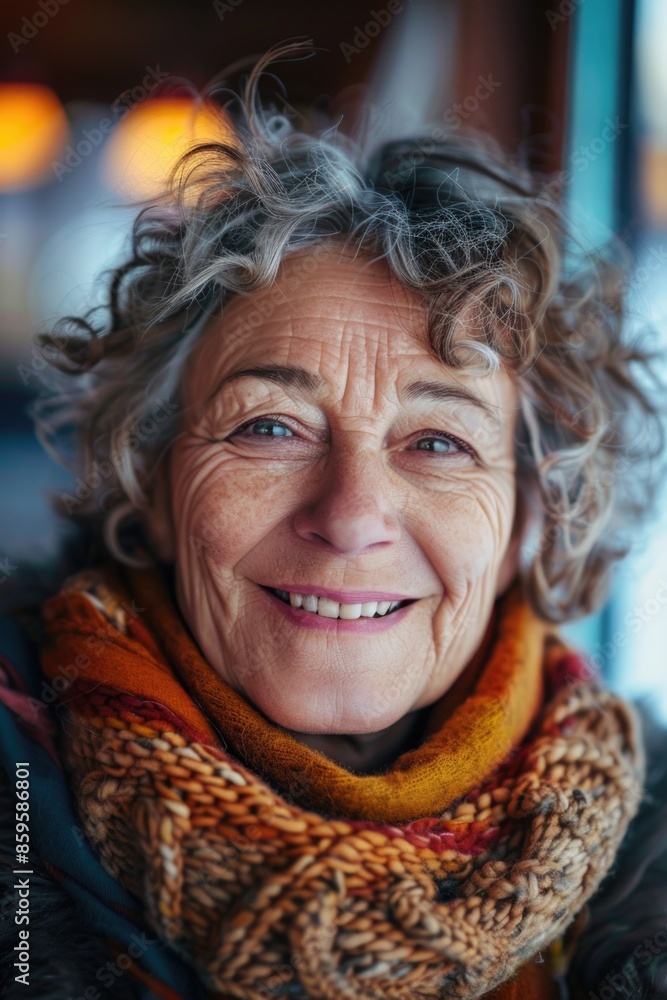 Close-up portrait of a person wrapped in a scarf Close-up portrait of a person wrapped in a scarf