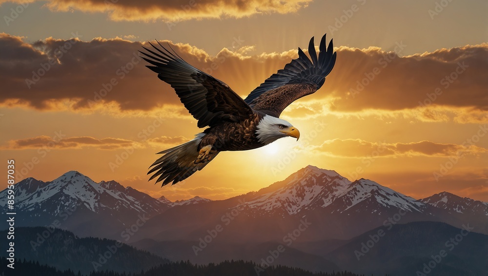 Fototapeta premium bald eagle in flight