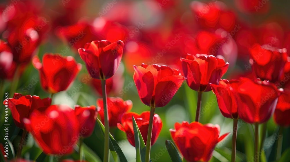 Background of stunning red tulips in the spring Background of stunning red tulips in the spring