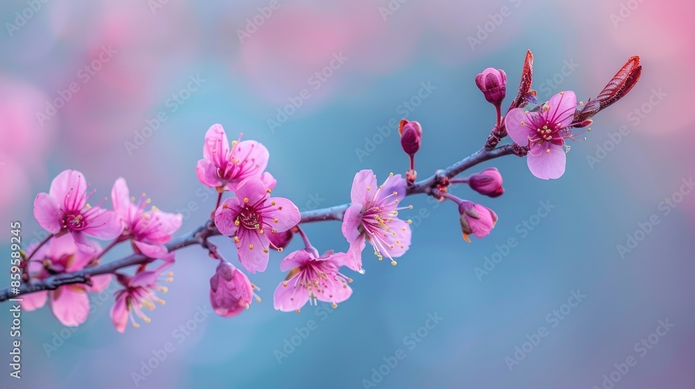 Cherry Blossom Branch with Dark Pink Buds in front of a Blue Sky with a Softly Blurred Background Themes Spring Awakening Nature s Masterpiece Springtime Backdrop Cherry Blossom Branch with Dark Pink Buds in front of a Blue Sky with a Softly Blurred Background Themes Spring Awakening Nature s Masterpiece Springtime Backdrop