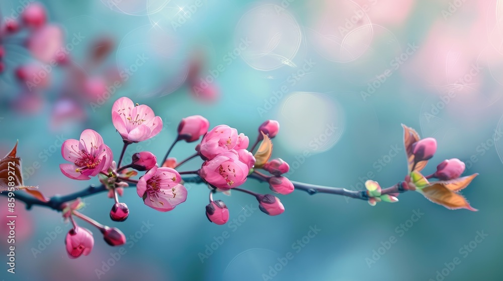 Cherry Blossom Branch with Dark Pink Buds in front of a Blue Sky with a Softly Blurred Background Themes Spring Awakening Nature s Masterpiece Springtime Backdrop Cherry Blossom Branch with Dark Pink Buds in front of a Blue Sky with a Softly Blurred Background Themes Spring Awakening Nature s Masterpiece Springtime Backdrop