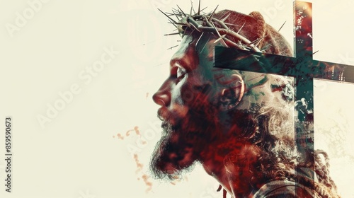 A person wearing a crown of thorns, often symbolizing suffering or martyrdom