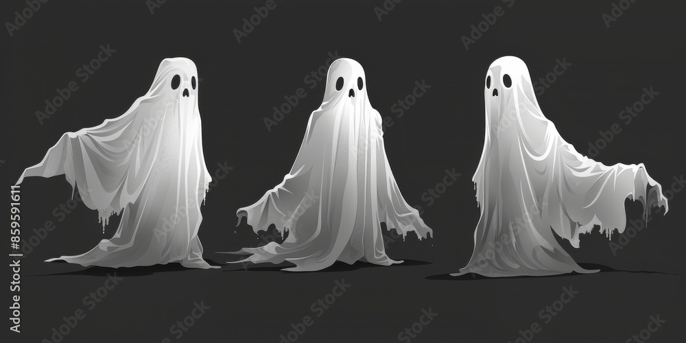 Spooky White Isolated Halloween Illustration Spooky White Isolated Halloween Illustration