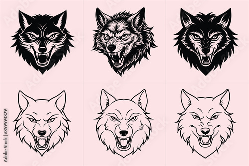 Print head of angry  wolf