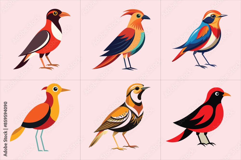 Print Cute birds vector illustration/ Print Cute birds vector illustration/