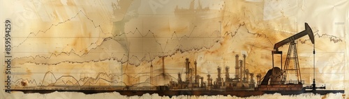 Abstract Oil Pump and Refinery Graphic photo