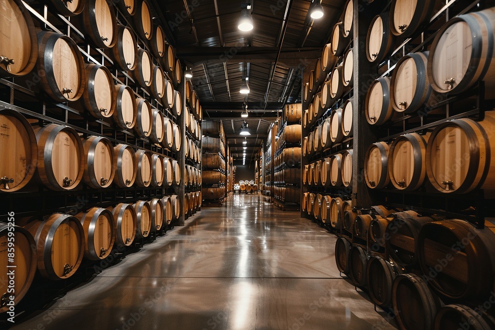 Wine barrels in wine-vaults in order Wine barrels in wine-vaults in order