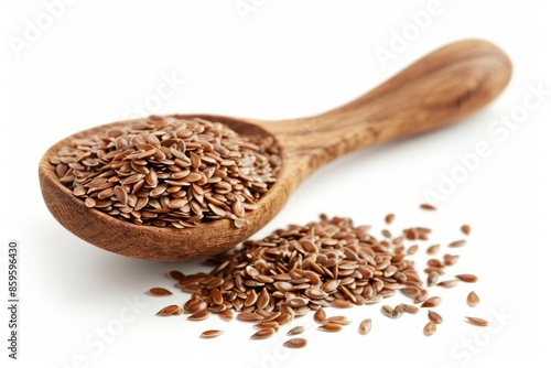 Flaxseed photo on white isolated background