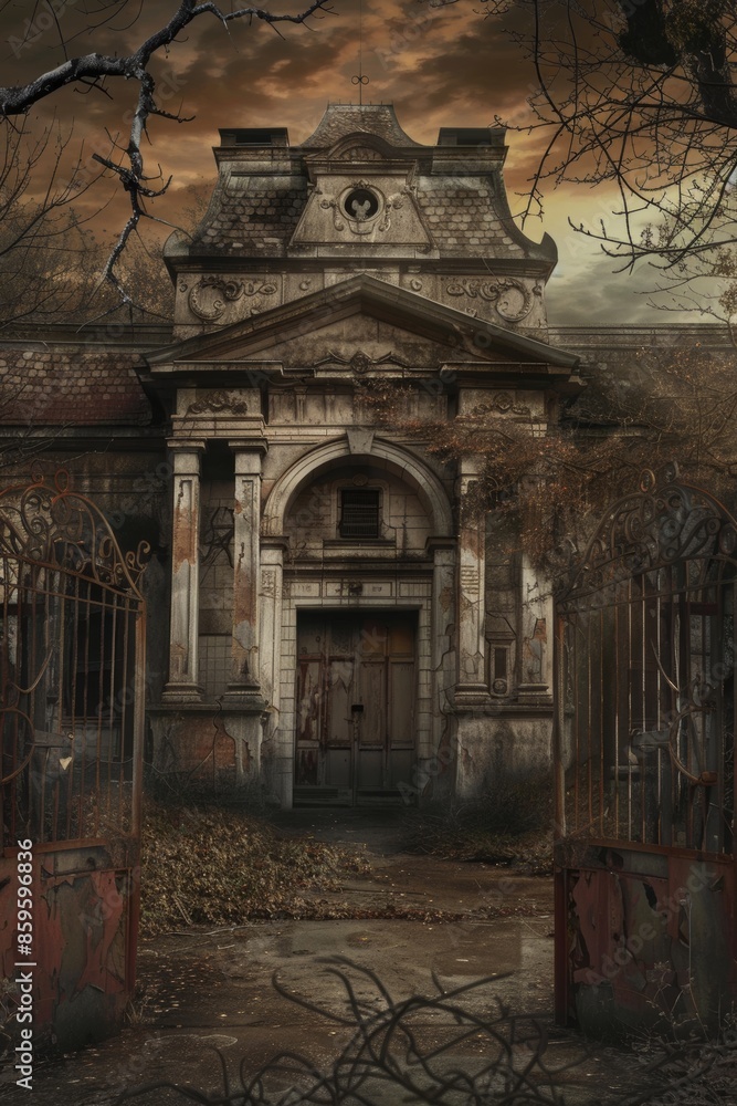 Eerie Abandoned Asylum Halloween Design Eerie Abandoned Asylum Halloween Design