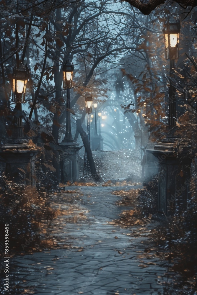 Fototapeta premium Ghostly Halloween Path Backdrop