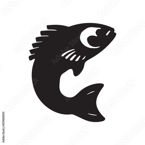 Fish Silhouette for Icon, Symbol, Logo, Pictogram, Apps, Website or Graphic Design Element. Vector Illustration