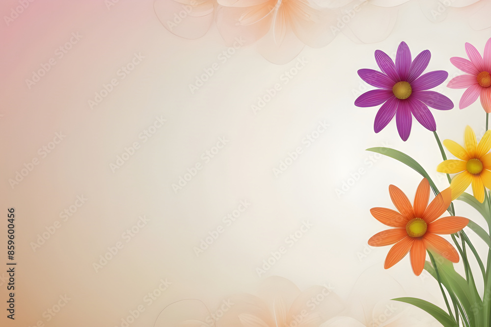 Naklejka premium Bouquet of colorful flowers blooming on pastel background