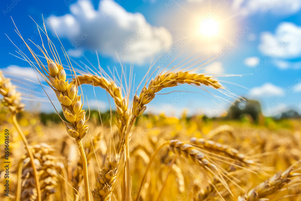 Golden wheat field basking under the warm autumn sun, symbolizing bountiful harvest and agricultural abundance Golden wheat field basking under the warm autumn sun, symbolizing bountiful harvest and agricultural abundance