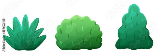 Set with green bush for garden or forest landscape