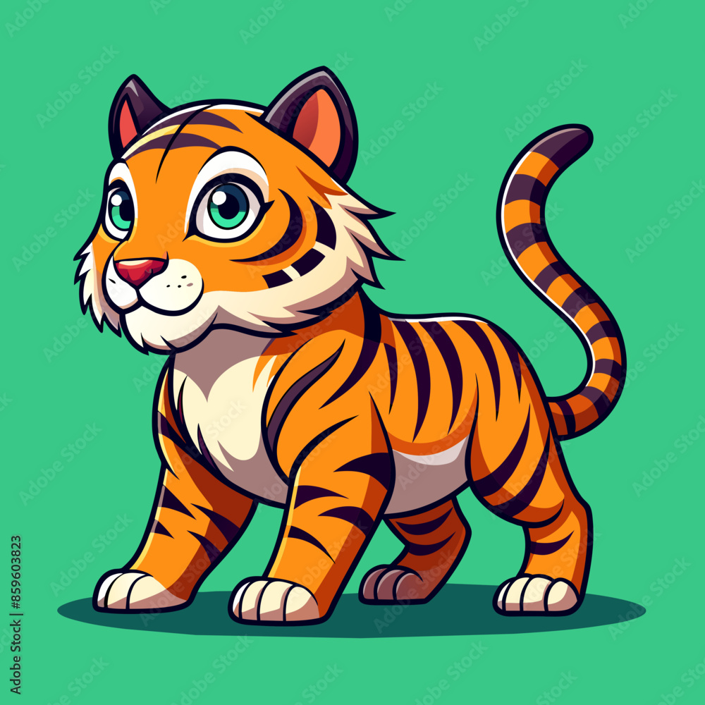 Fototapeta premium Cartoon Tiger Vector for Wildlife Education