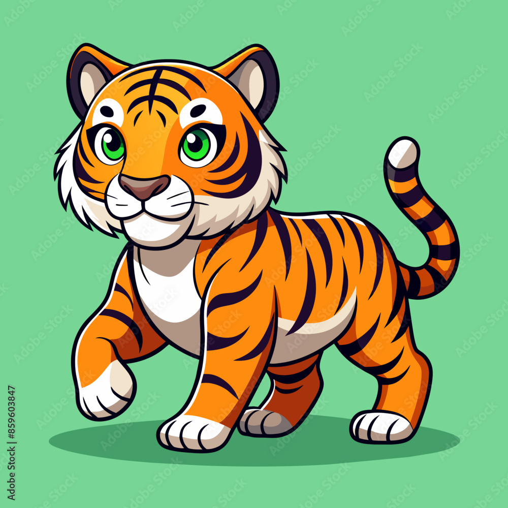 Charming Tiger Cartoon Vector for Kids� Rooms Charming Tiger Cartoon Vector for Kids� Rooms