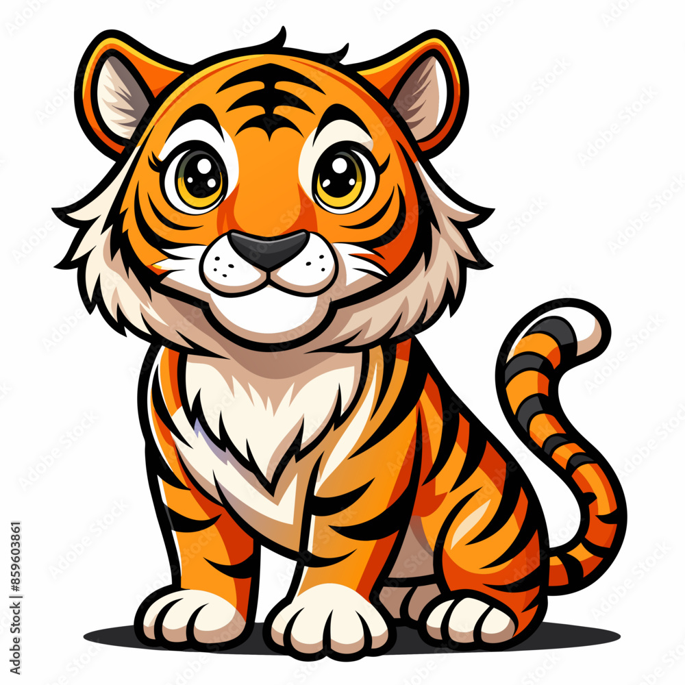 Cute Tiger Vector for Children�s Party Decor Cute Tiger Vector for Children�s Party Decor