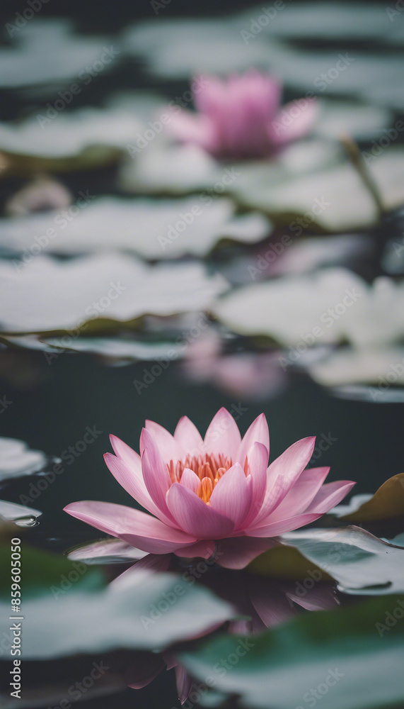 Pink water lily flower (lotus) The lotus flower (water lily) in swamp Pink water lily flower (lotus) The lotus flower (water lily) in swamp